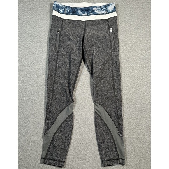 lululemon athletica Pants - Lululemon Inspire Leggings II Mesh Panels Size 6 Heathered Grey Sea Side Zip